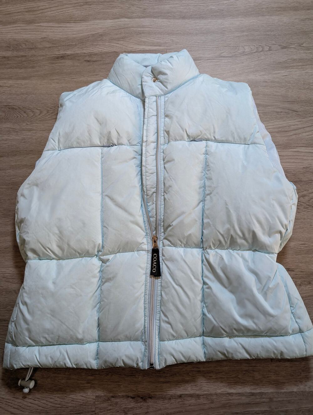 COACO Womens M Light Blue Puffer Vest Duck Down Feather Full Zip Nylon Jacket
